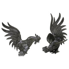 Vintage Pair of French Fighting Cocks or Roosters