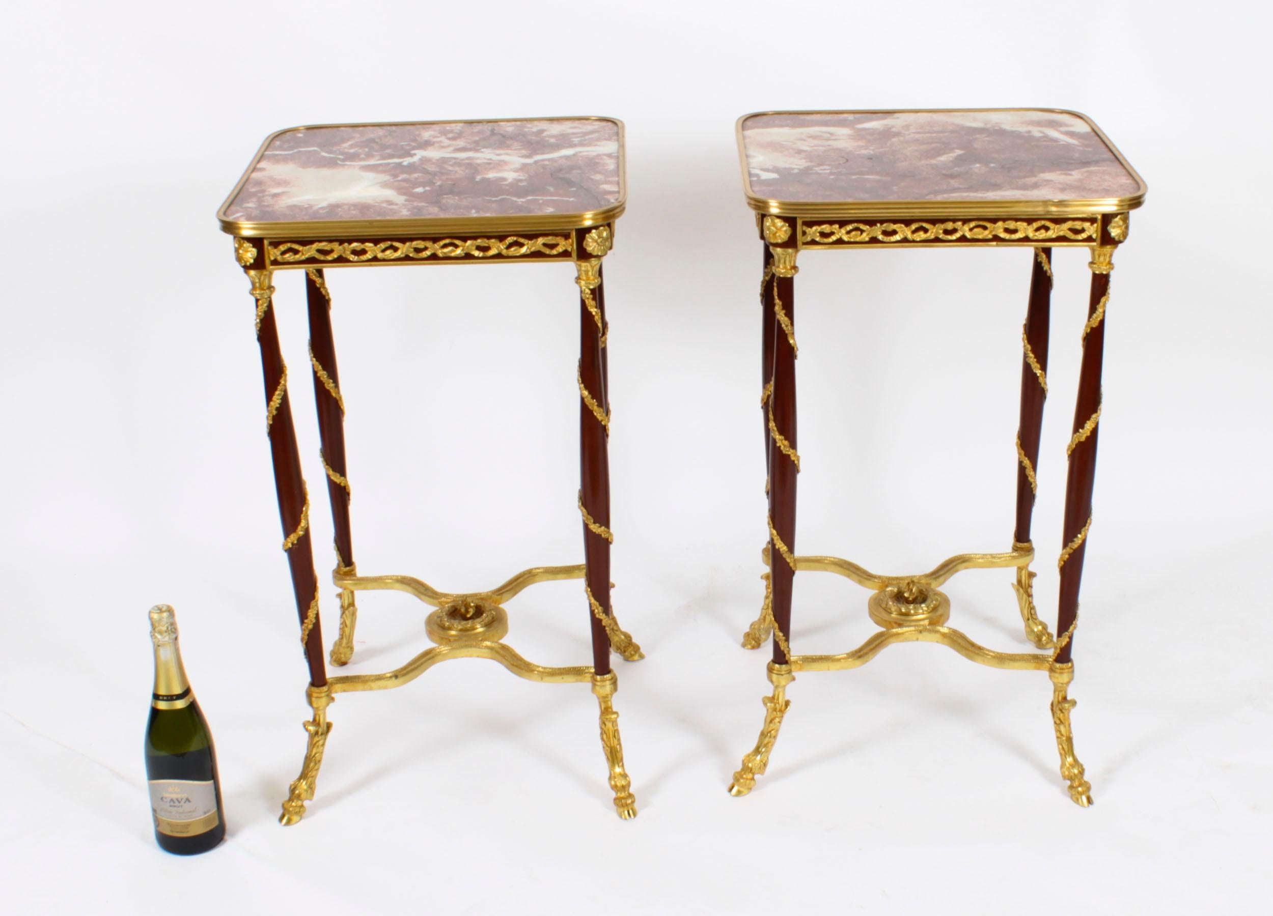 Vintage Pair of French Louis Revival Ormolu Mounted Occasional Tables, 20th C For Sale 14