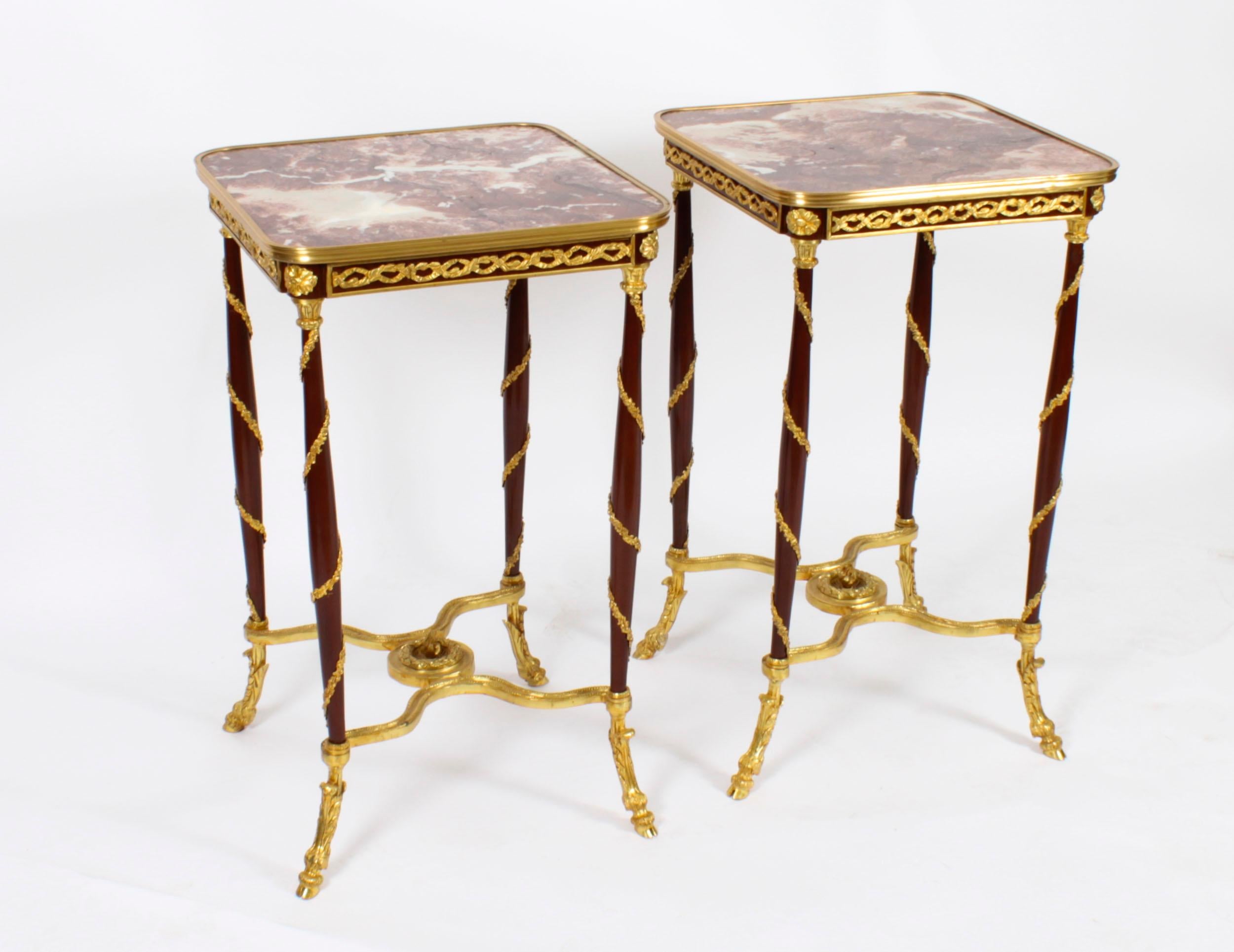 Vintage Pair of French Louis Revival Ormolu Mounted Occasional Tables, 20th C For Sale 15