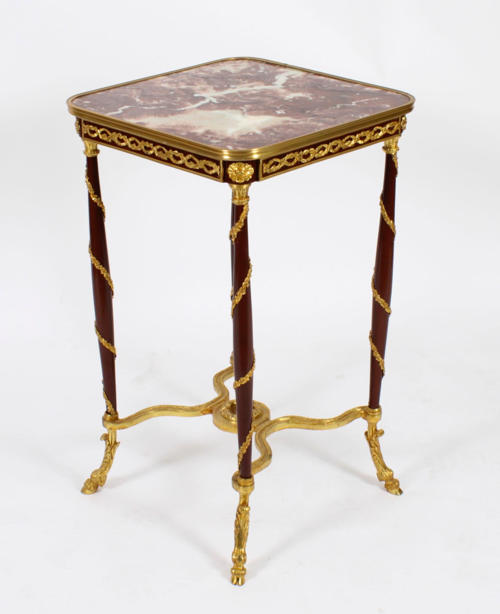 Mid-20th Century Vintage Pair of French Louis Revival Ormolu Mounted Occasional Tables, 20th C For Sale