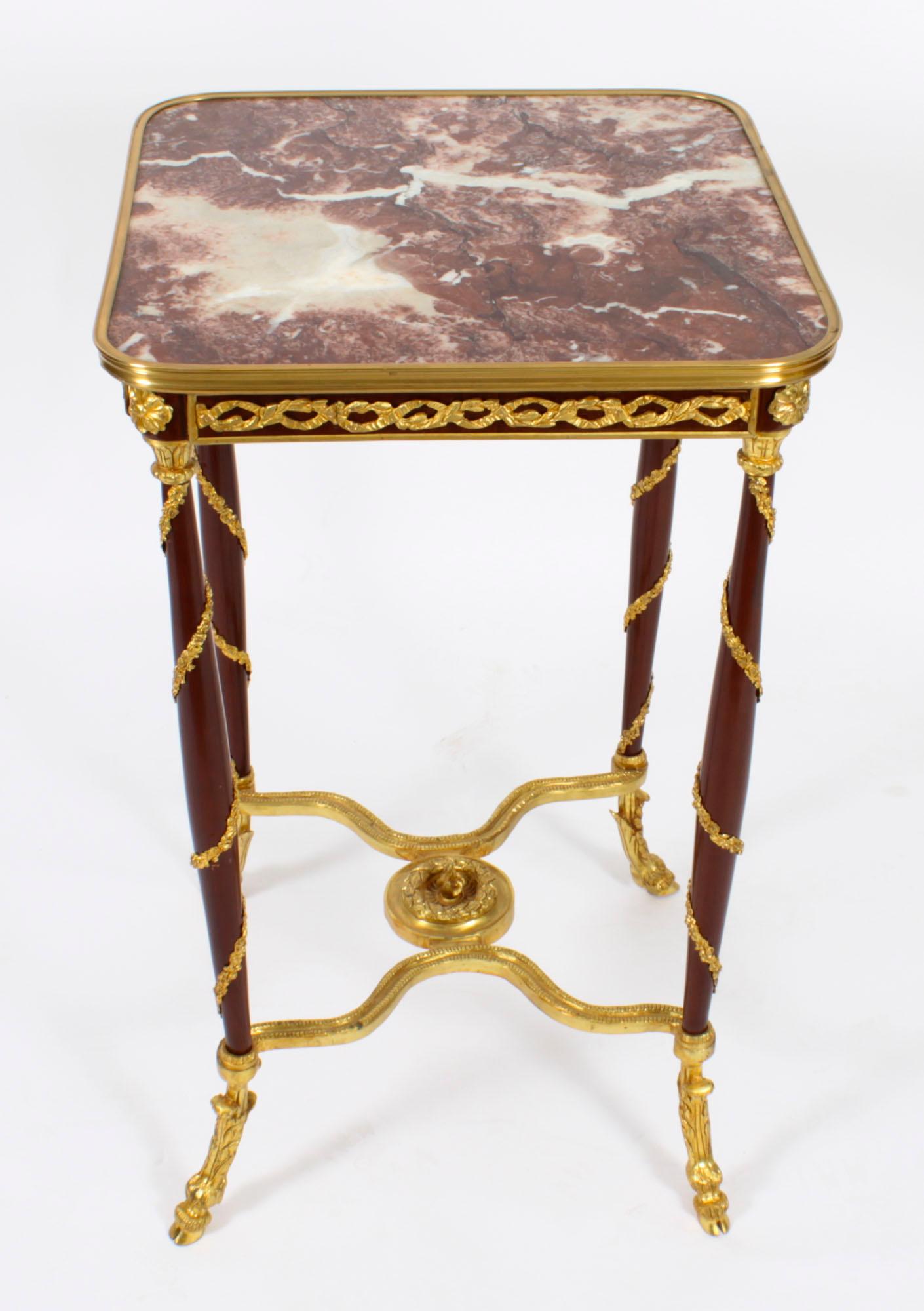 Vintage Pair of French Louis Revival Ormolu Mounted Occasional Tables, 20th C For Sale 1