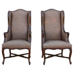 Vintage Pair of French Provincial Wingback Chairs