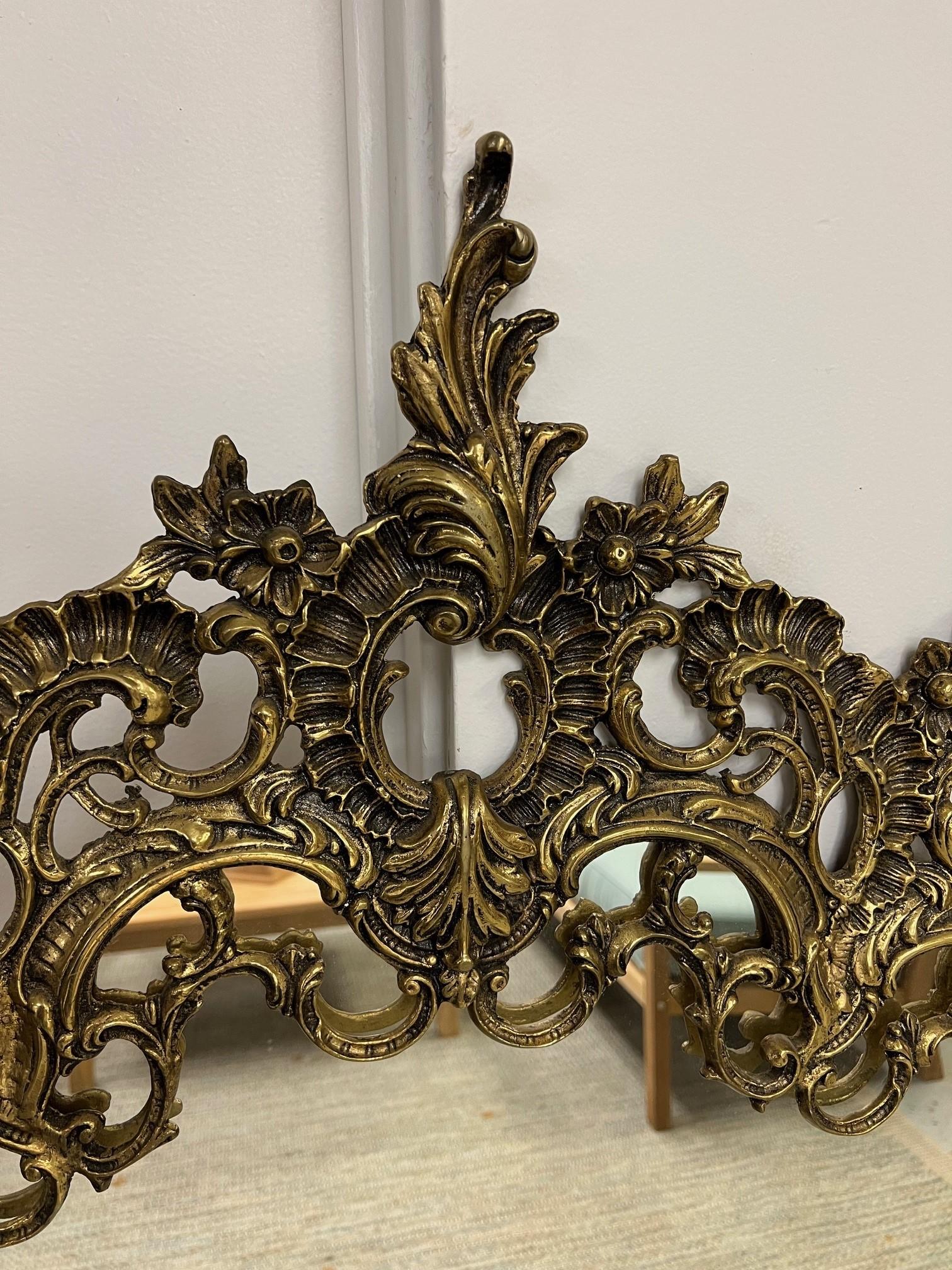 Vintage Pair of French Rococo Style Mirrors Brass Frames    For Sale 7