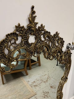 Vintage Pair of French Rococo Style Mirrors Brass Frames
