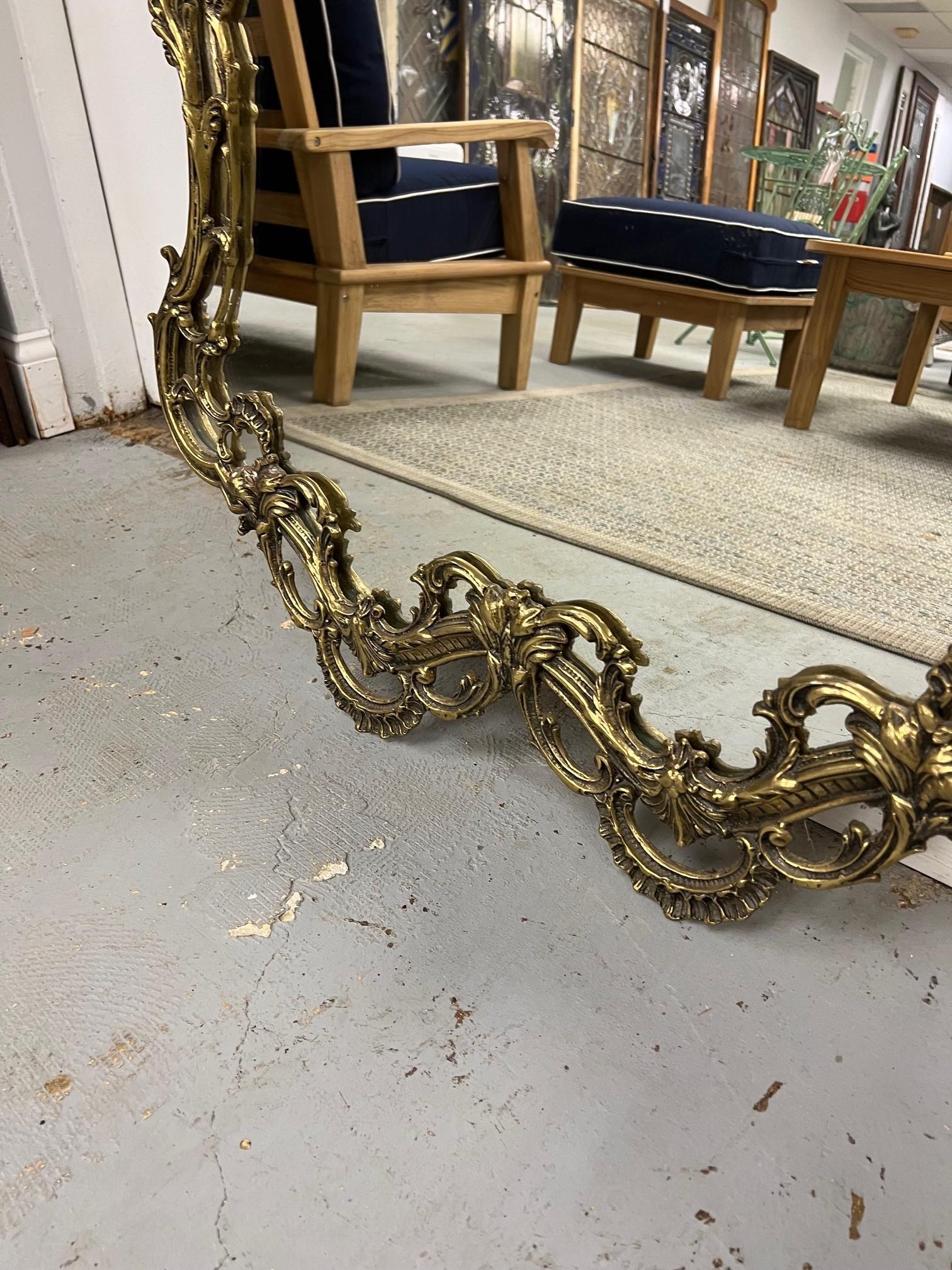 European Vintage Pair of French Rococo Style Mirrors Brass Frames    For Sale