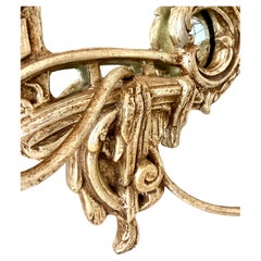 Coppia di applique da parete vintage in stile rococò francese, in argento dorato, con specchi contrapposti