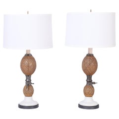Retro Pair of French Seltzer Bottle Table Lamps