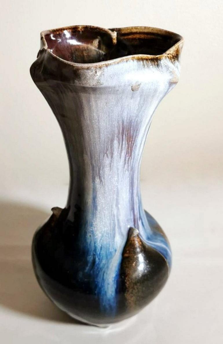 Paire de vases français vintage en porcelaine de grès colorée 'Gres' en vente 3