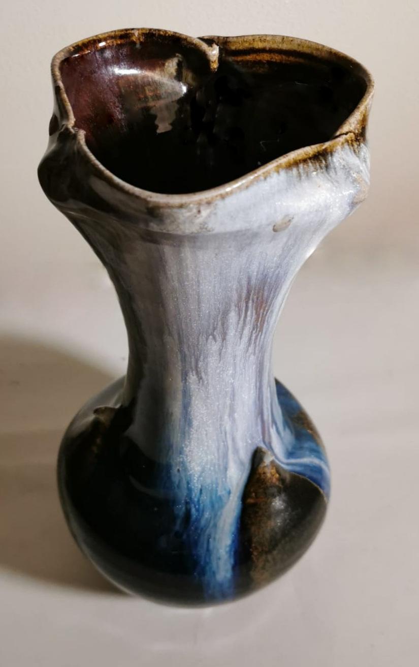 Paire de vases français vintage en porcelaine de grès colorée 'Gres' en vente 5