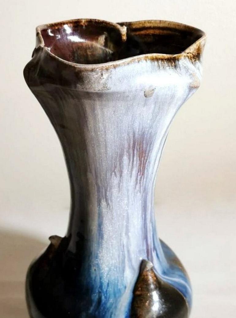 Paire de vases français vintage en porcelaine de grès colorée 'Gres' en vente 6
