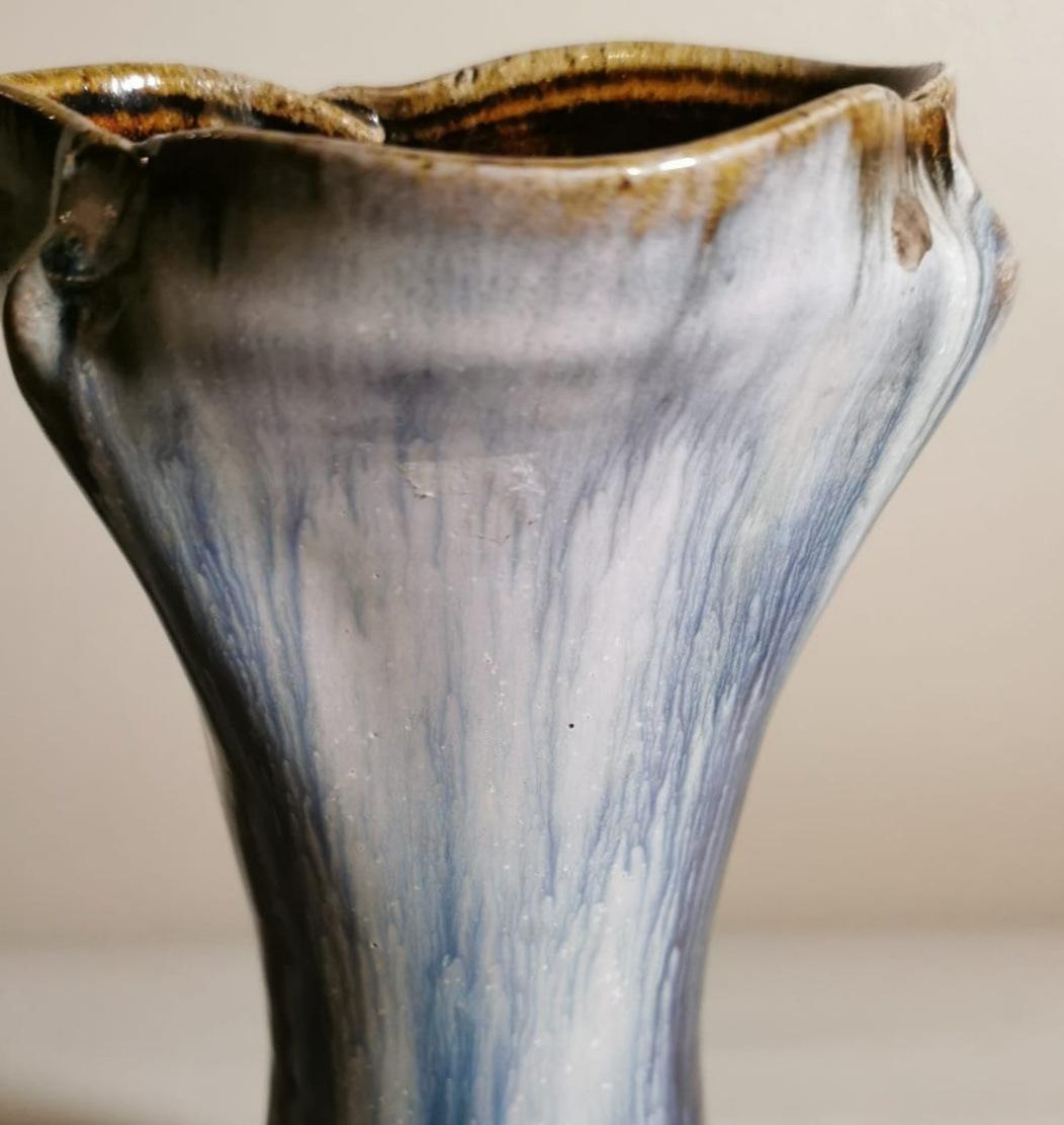 Paire de vases français vintage en porcelaine de grès colorée 'Gres' en vente 7