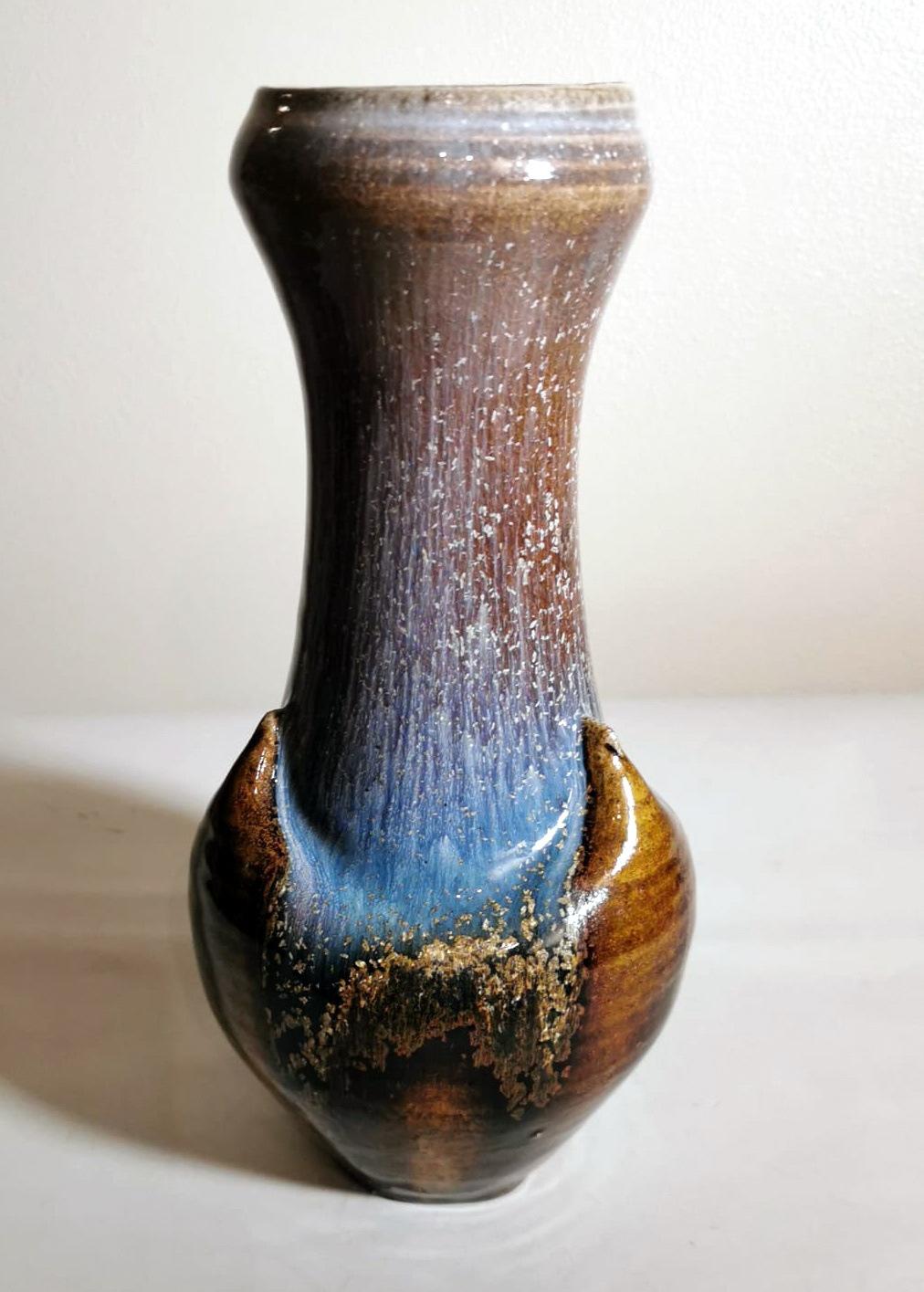 Paar französische Vintage-Vintage-Vasen aus farbigem Porzellan 'Gres' (Moderne) im Angebot