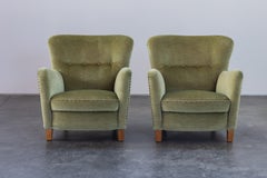 Vintage Pair Of Fritz Hansen Lounge Chairs From Denmark, Circa 1950