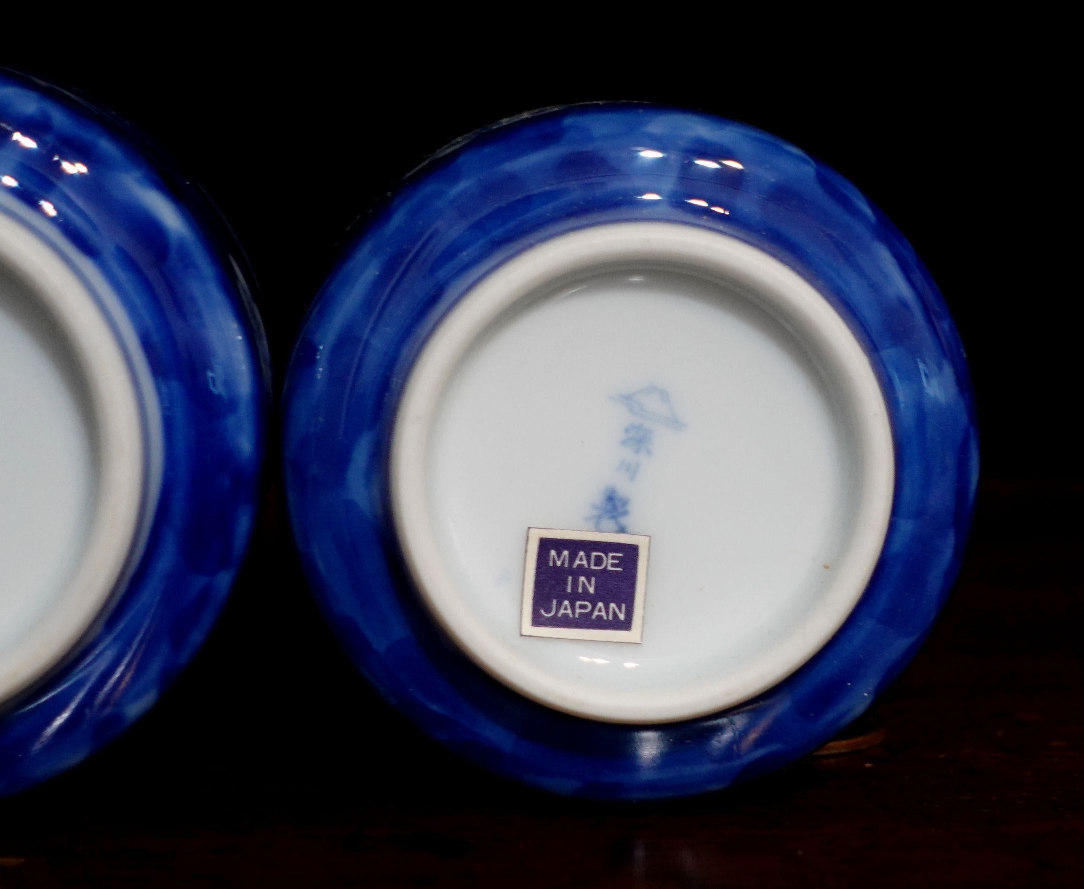 Hand-Crafted Vintage Pair of Fukagawa Porcelain Tea Cups, Signed