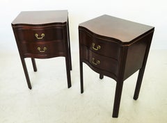 Vintage Pair of Georgian Mahogany Serpentine Nightstands or End Tables