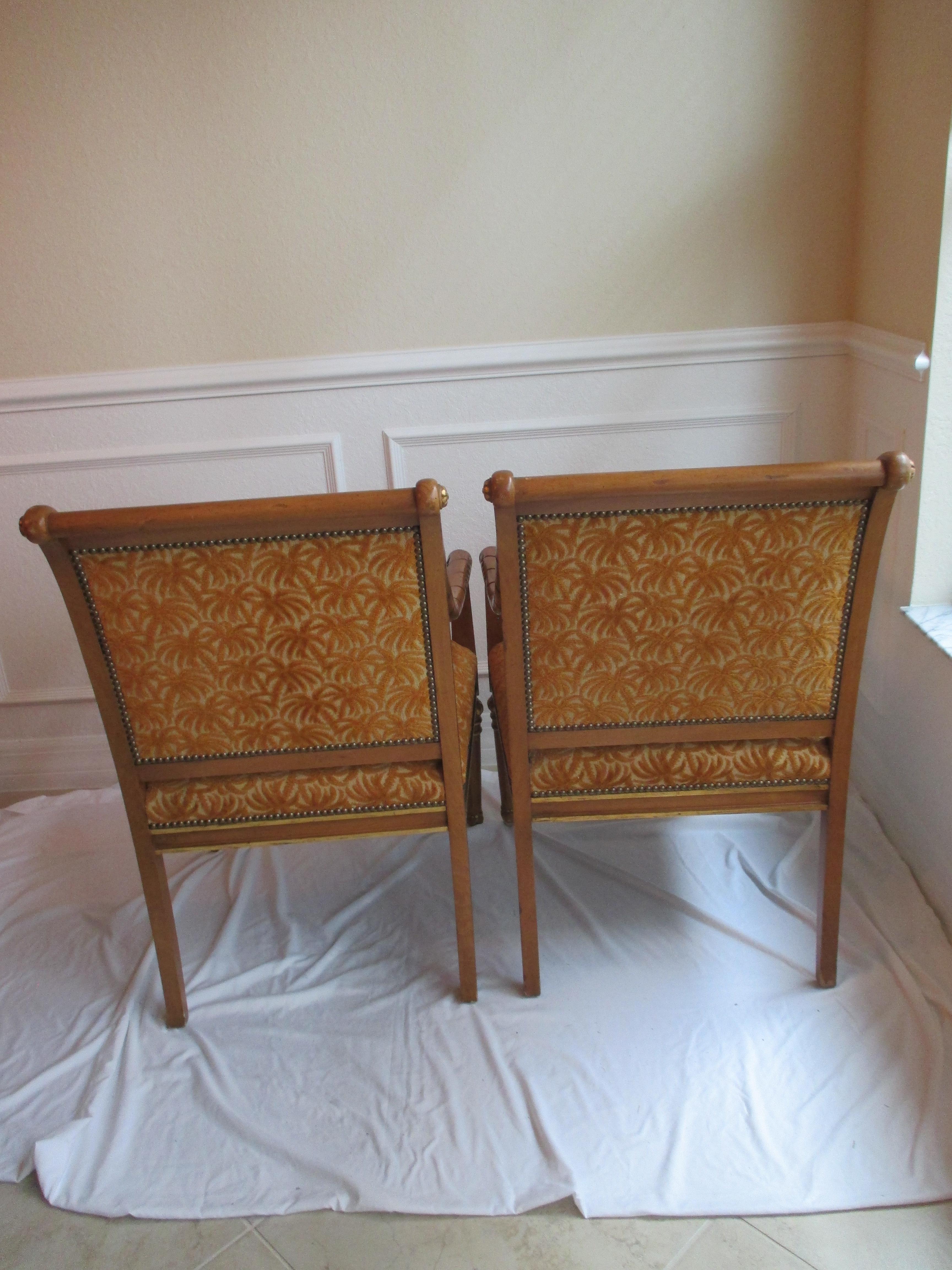 Vintage Pair of Gilded Accent Chairs For Sale 4