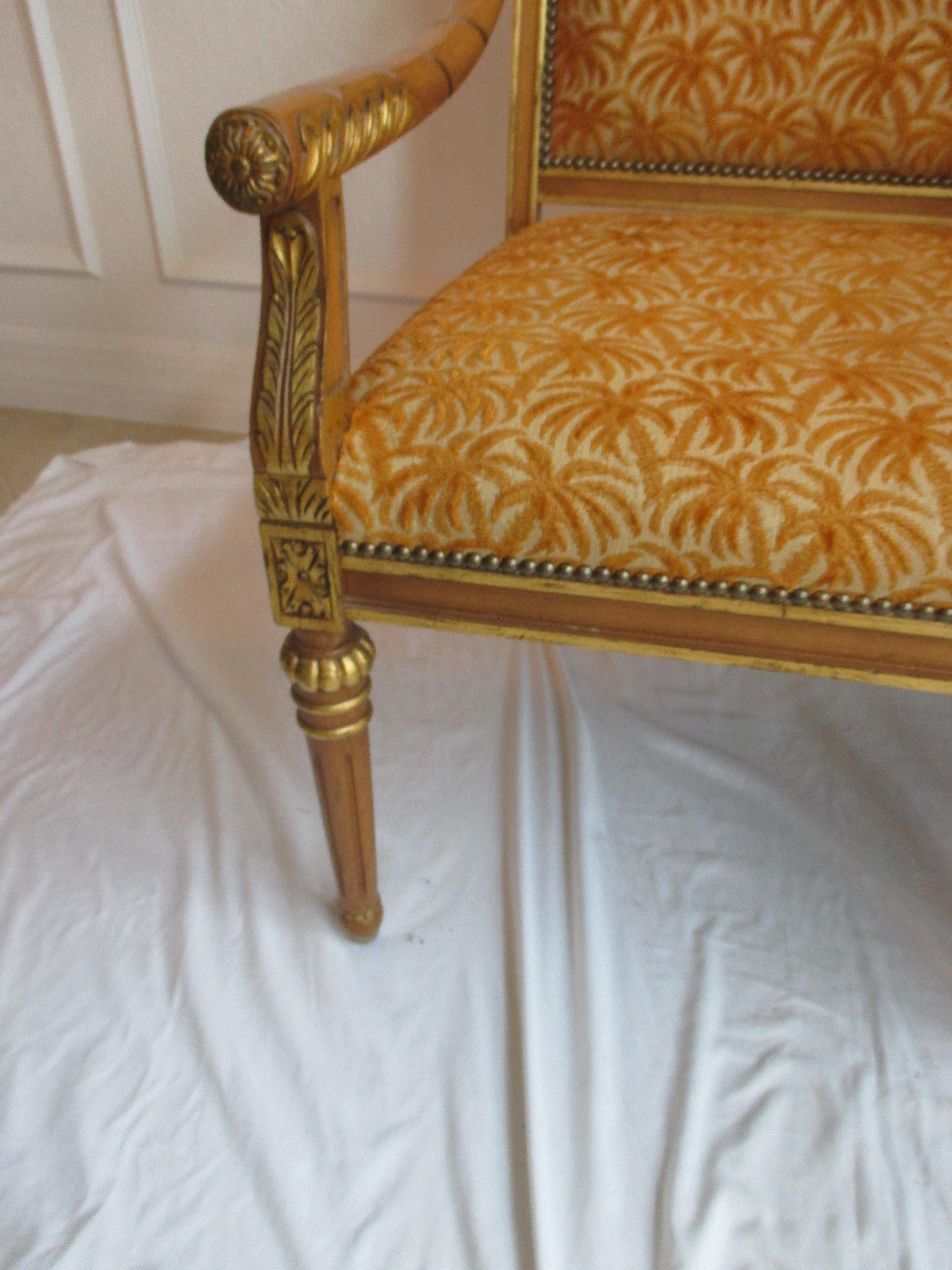 Stained Vintage Pair of Gilded Accent Chairs For Sale