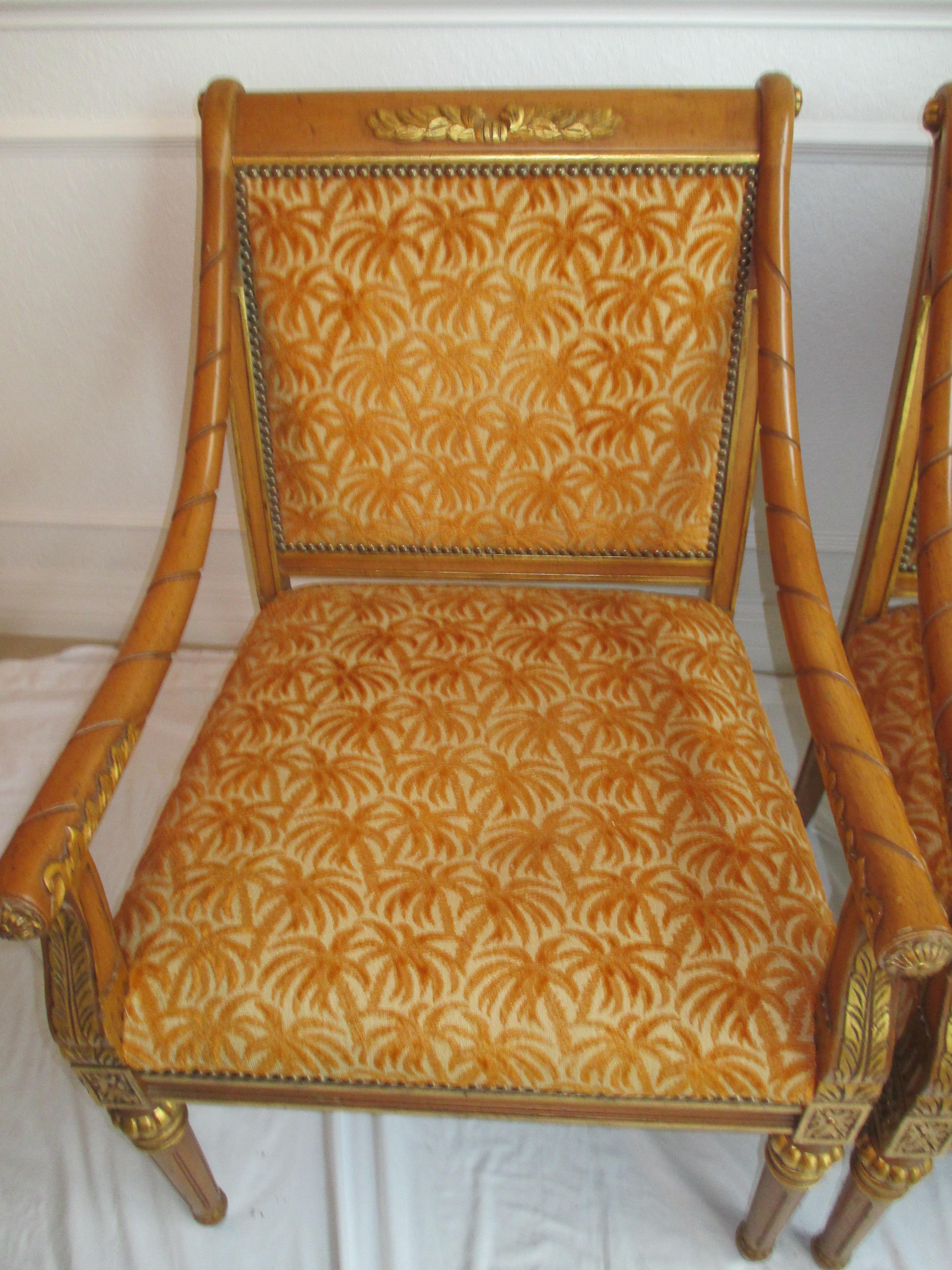 20th Century Vintage Pair of Gilded Accent Chairs For Sale