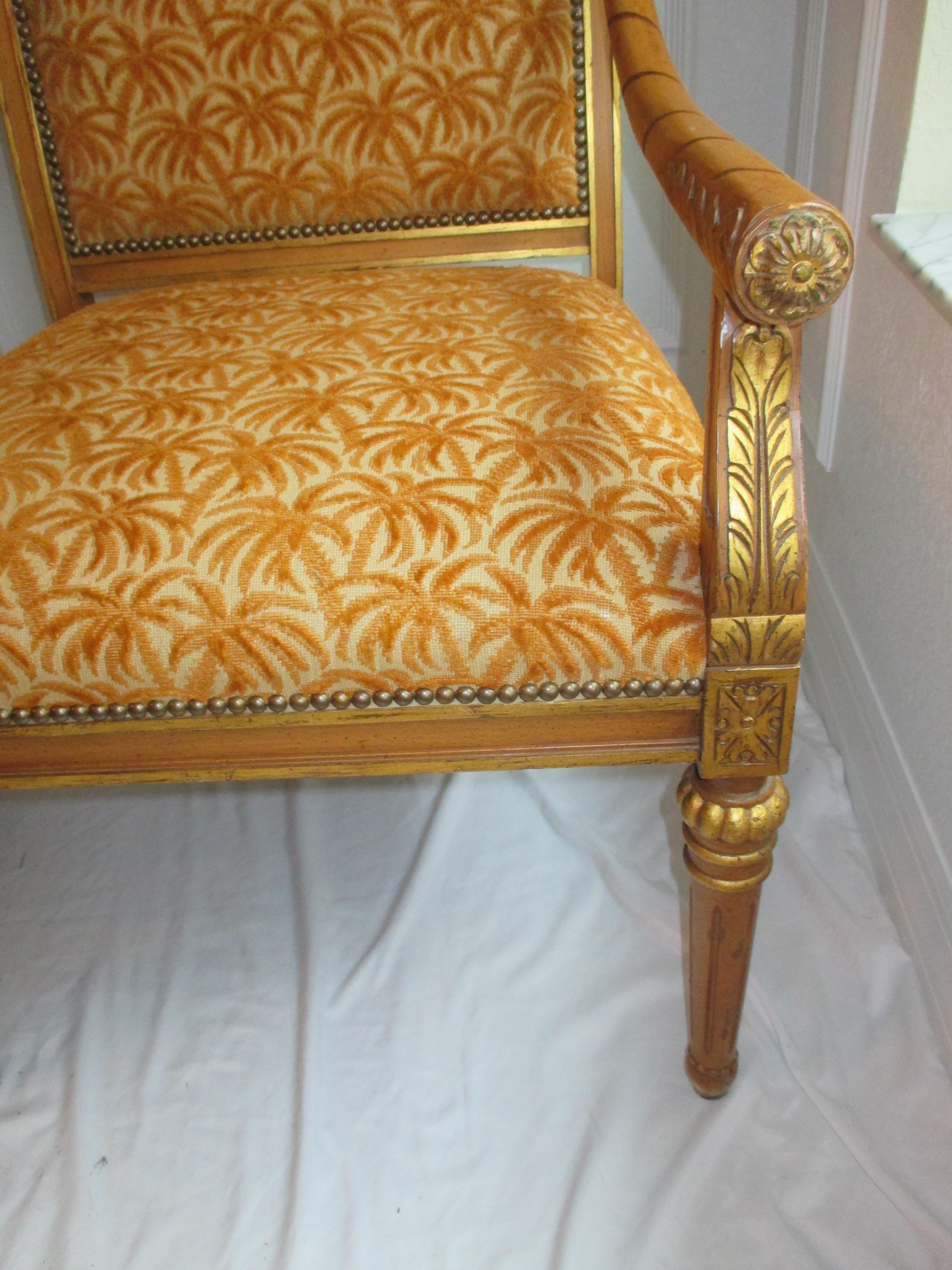 Vintage Pair of Gilded Accent Chairs For Sale 1