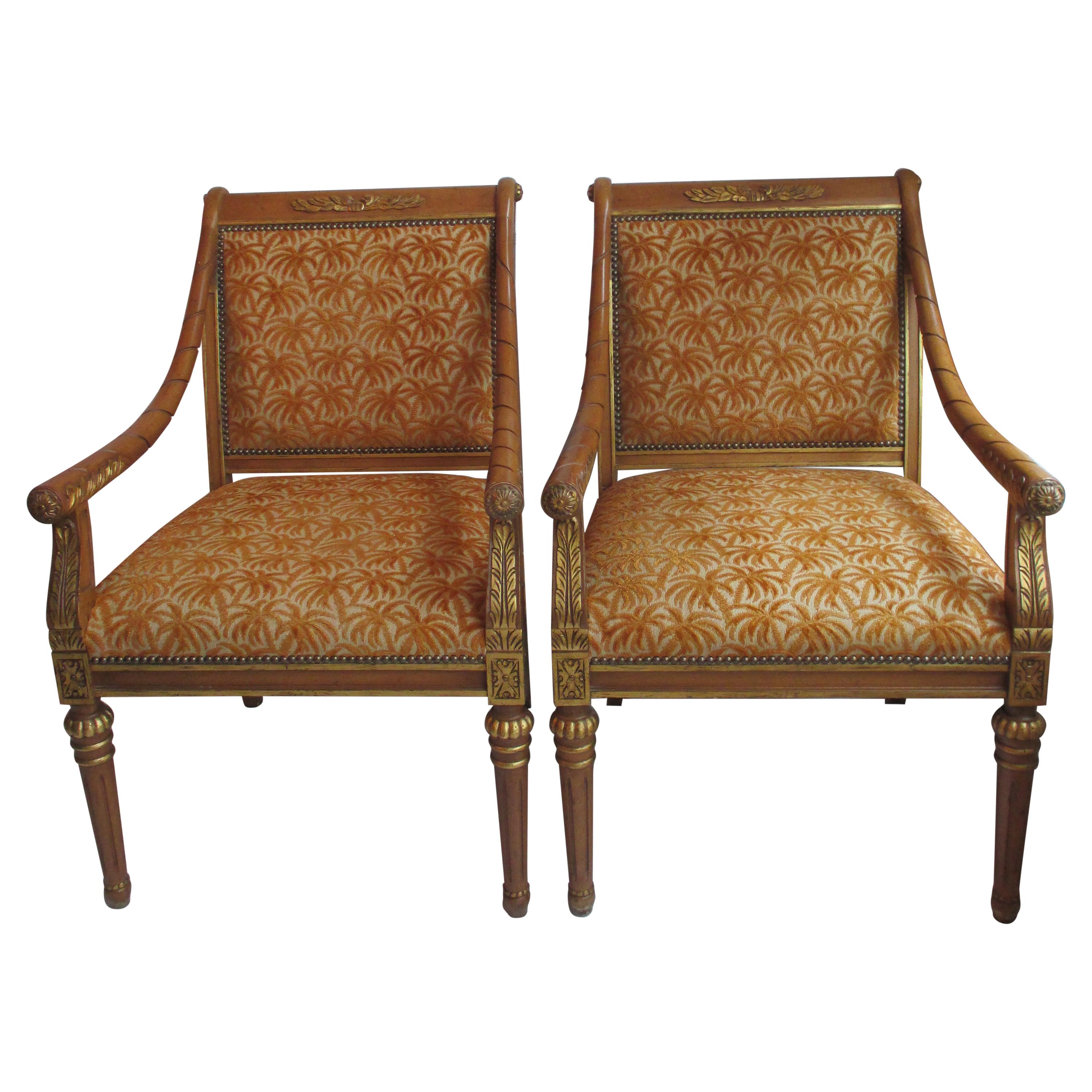 Vintage Pair of Gilded Accent Chairs For Sale