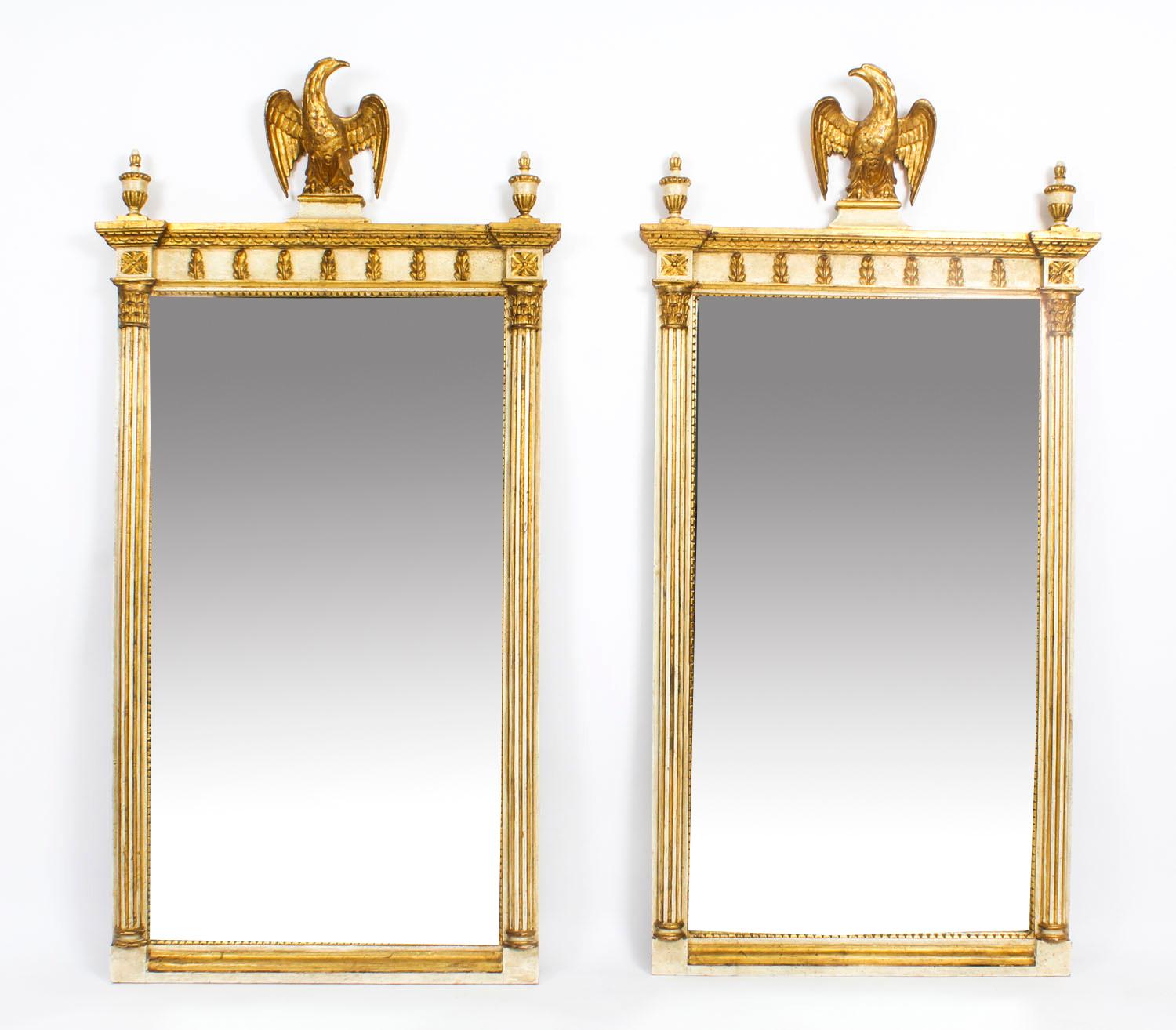 Vintage Pair of Gilded and Cream Painted Georgian Revival Mirrors, 20th Century 5