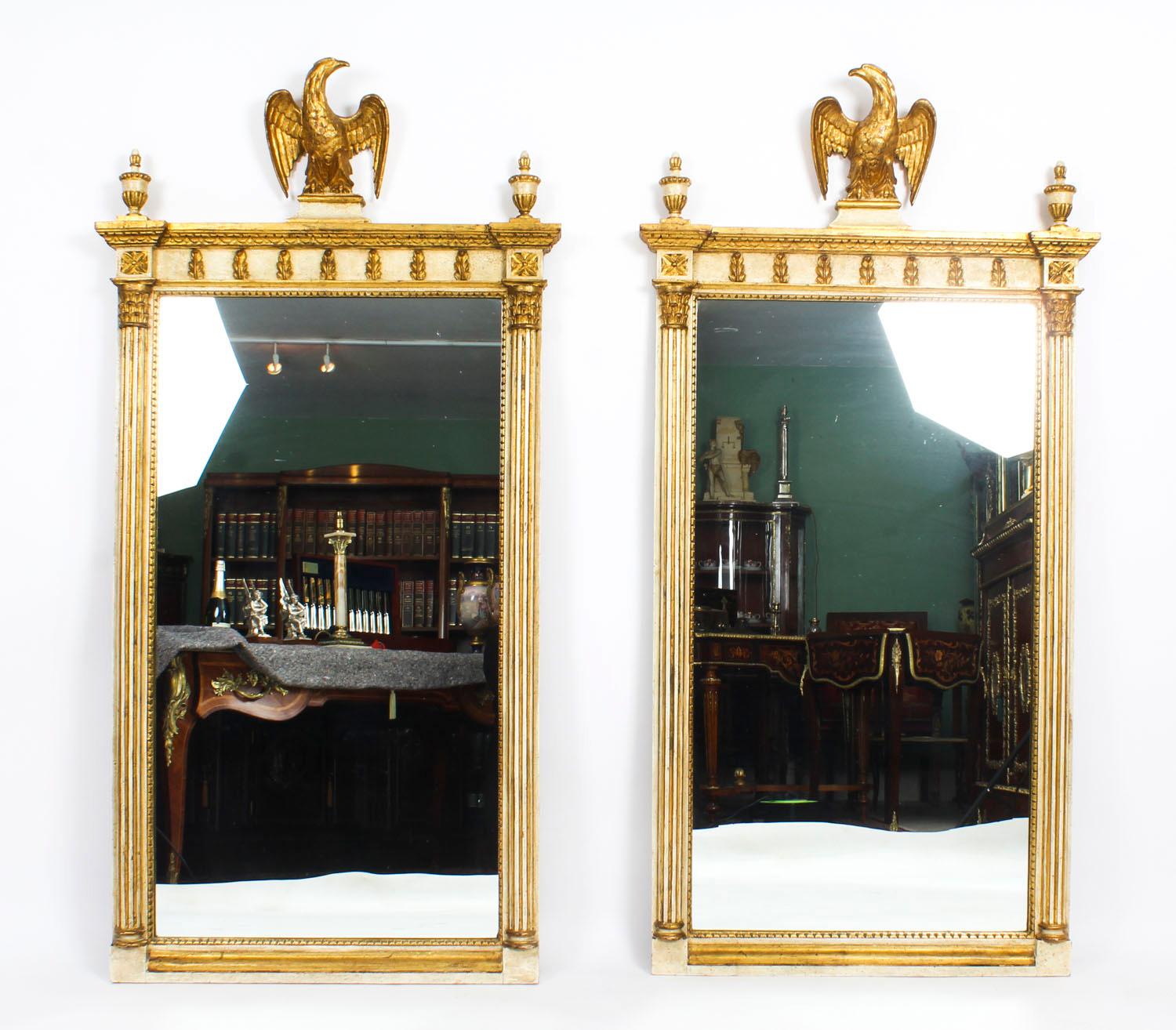Vintage Pair of Gilded and Cream Painted Georgian Revival Mirrors, 20th Century 3