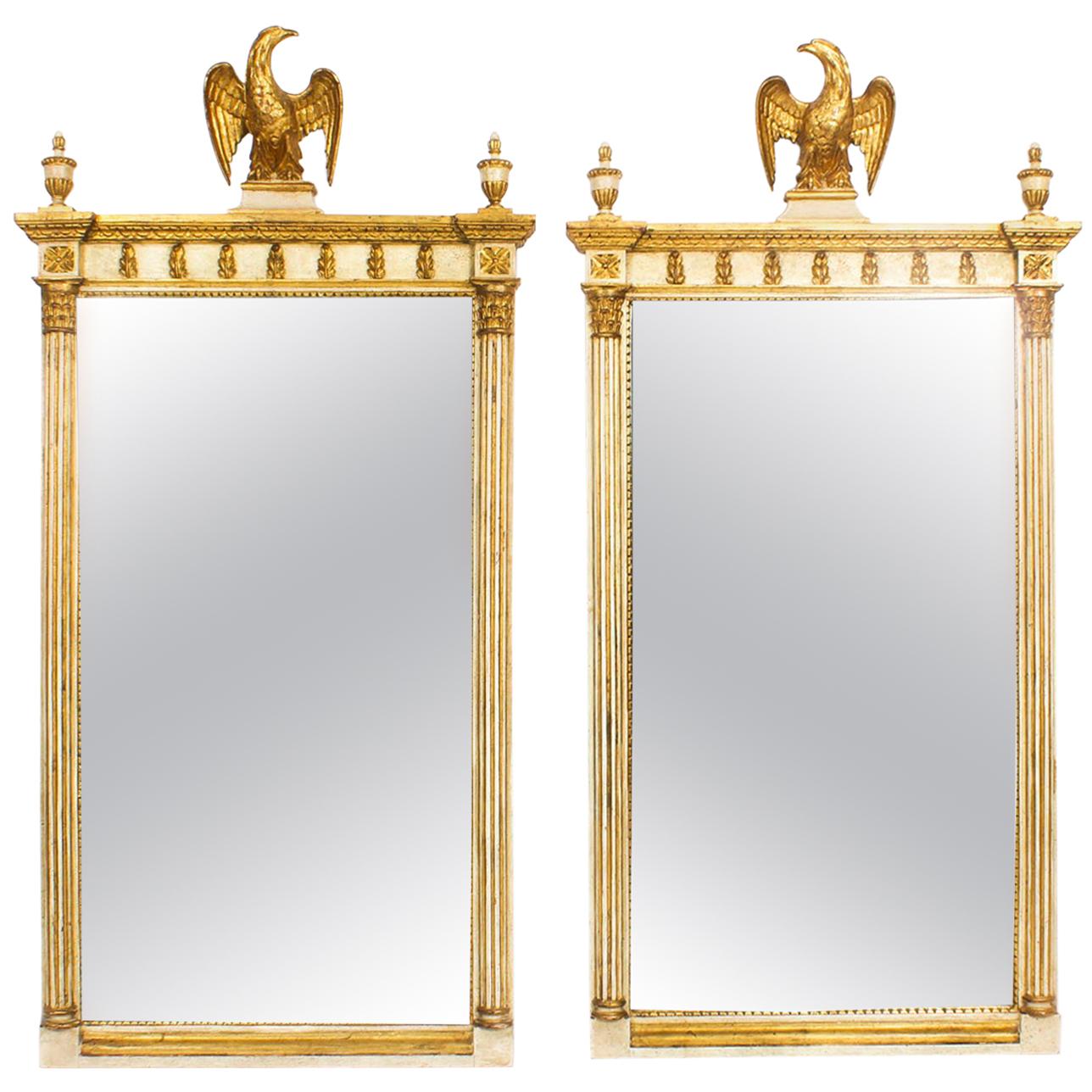Vintage Pair of Gilded and Cream Painted Georgian Revival Mirrors, 20th Century