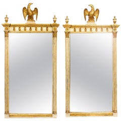 Vintage Pair of Gilded and Cream Painted Georgian Revival Mirrors, 20th Century