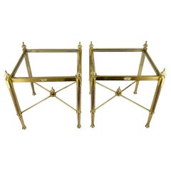 Vintage Pair of Gilt Bronze and Glass Coffee Tables, France, 1960s