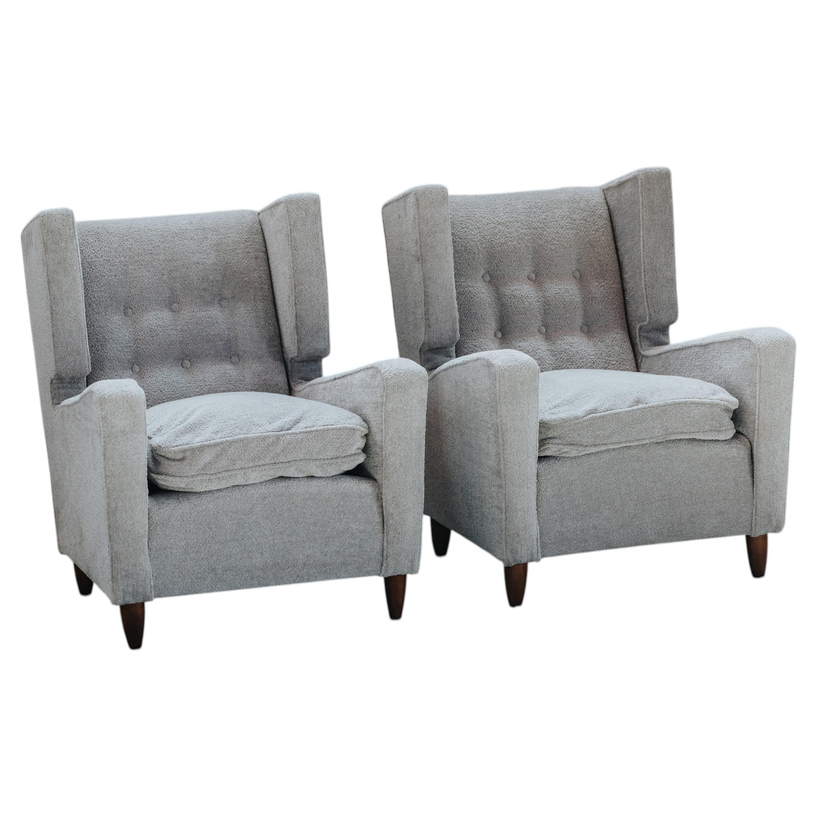 Par de sillones vintage de Gio Ponti con respaldo alado, procedentes de Italia, de alrededor de 1960 en venta