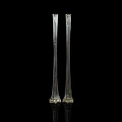 Vintage Pair of Gladioli Vases, French, Glass, Tall, Fluted Vase, circa 1970