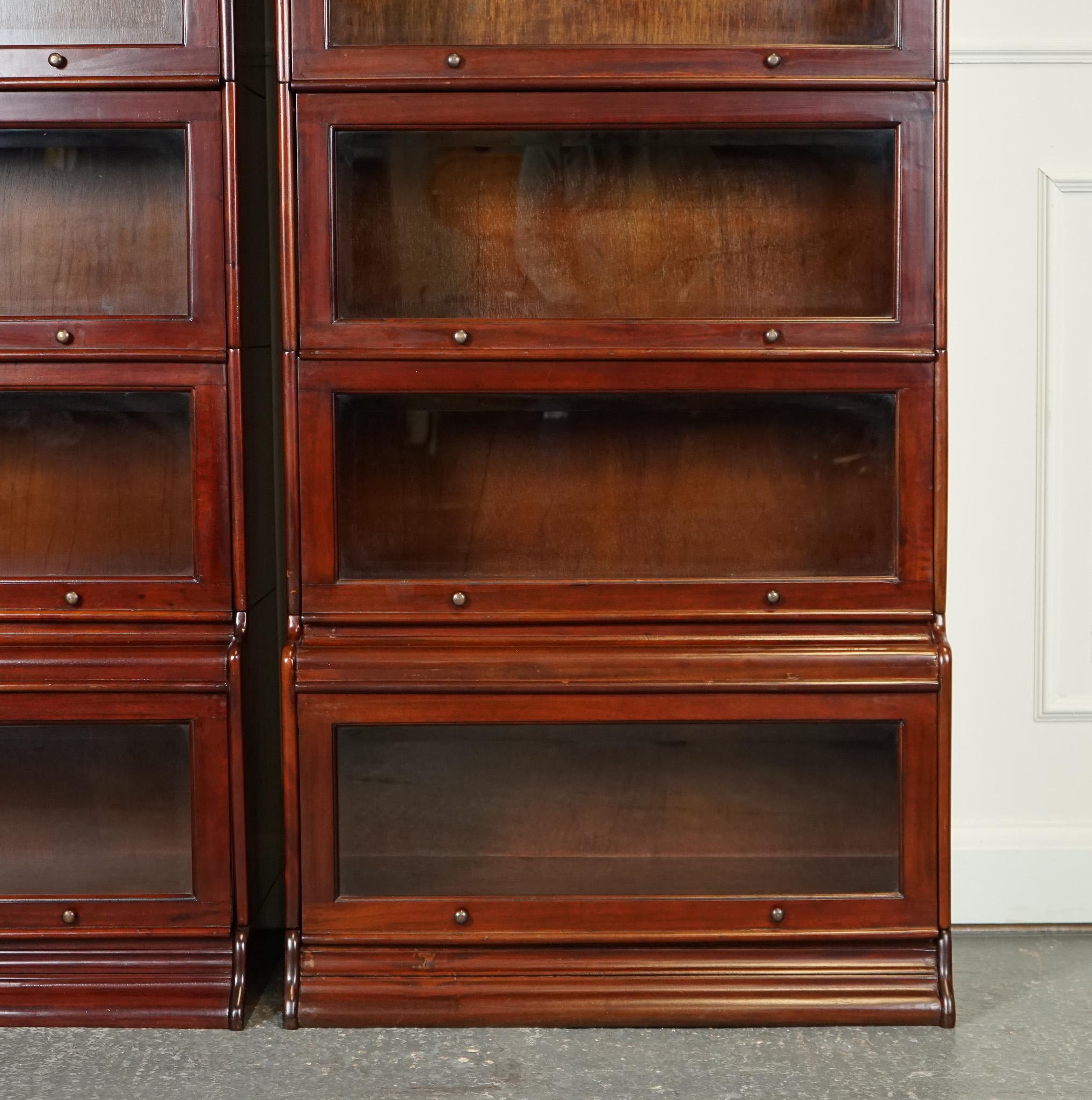 British VINTAGE PAIR OF GLOBE WERNICKE STYLE BARRISTER 6 SECTiONS BOOKCASES