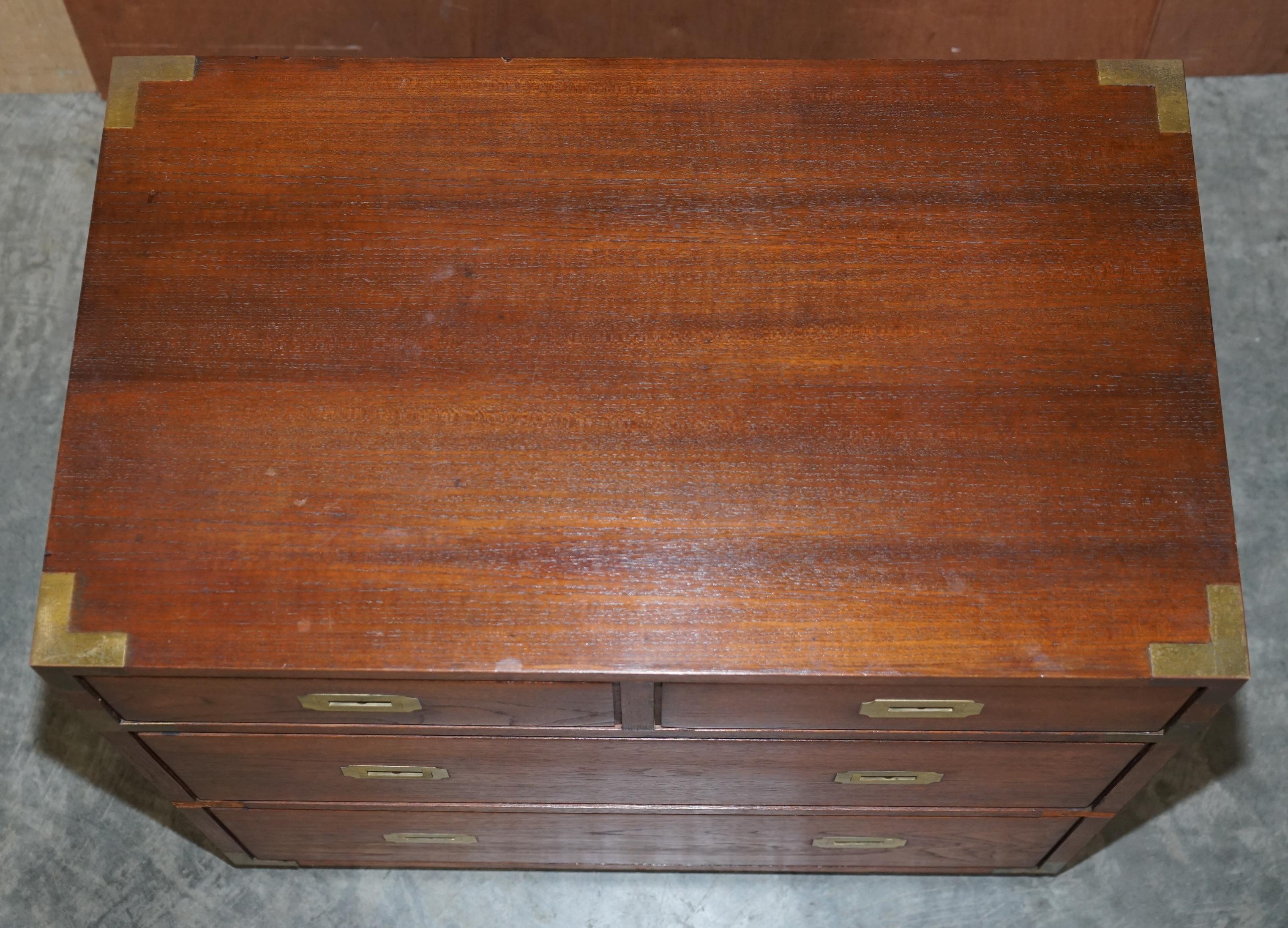 Hand-Crafted Vintage Pair of Good Sized Military Campaign Chests of Drawers Brass Fittings