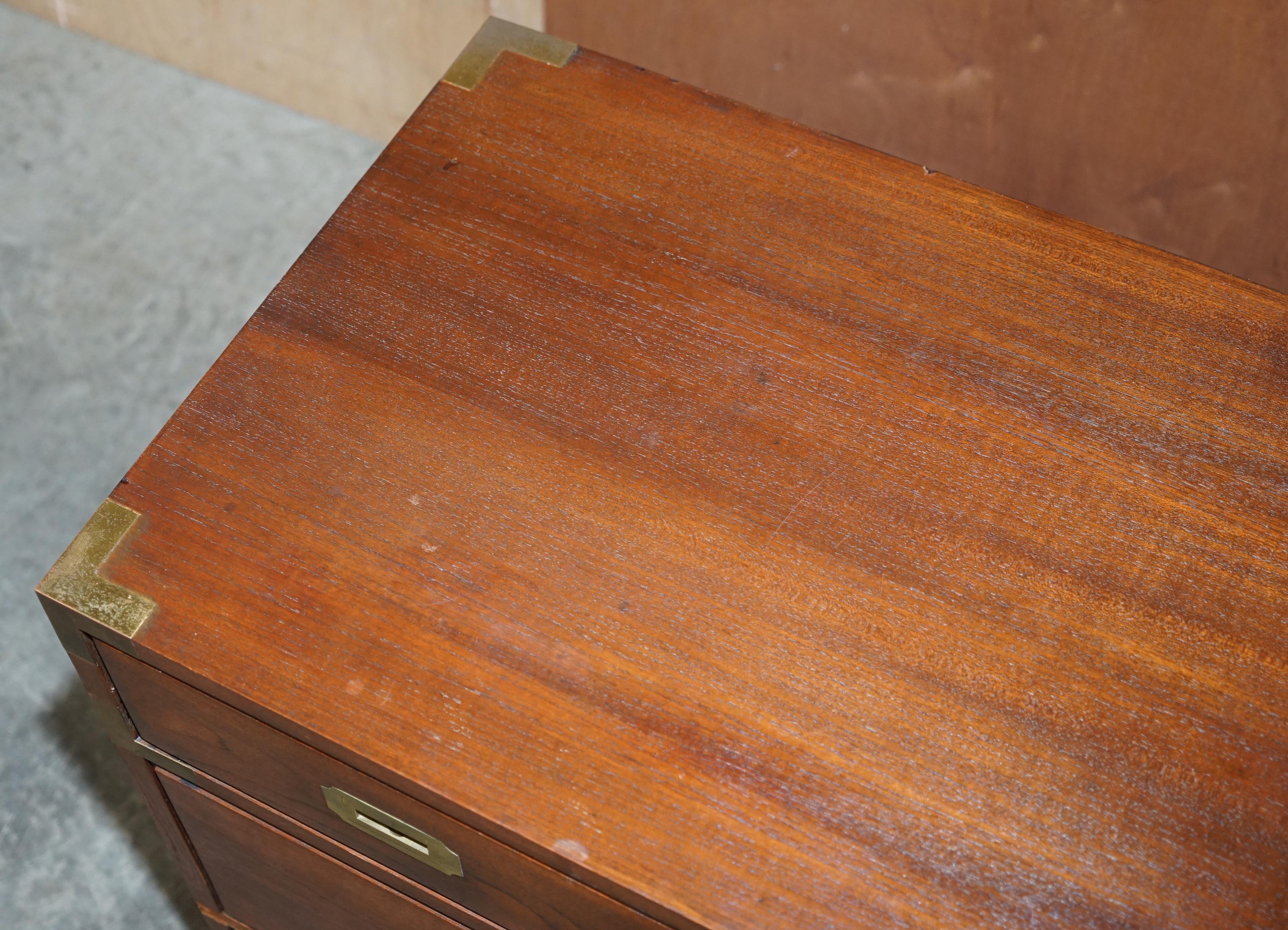 20th Century Vintage Pair of Good Sized Military Campaign Chests of Drawers Brass Fittings