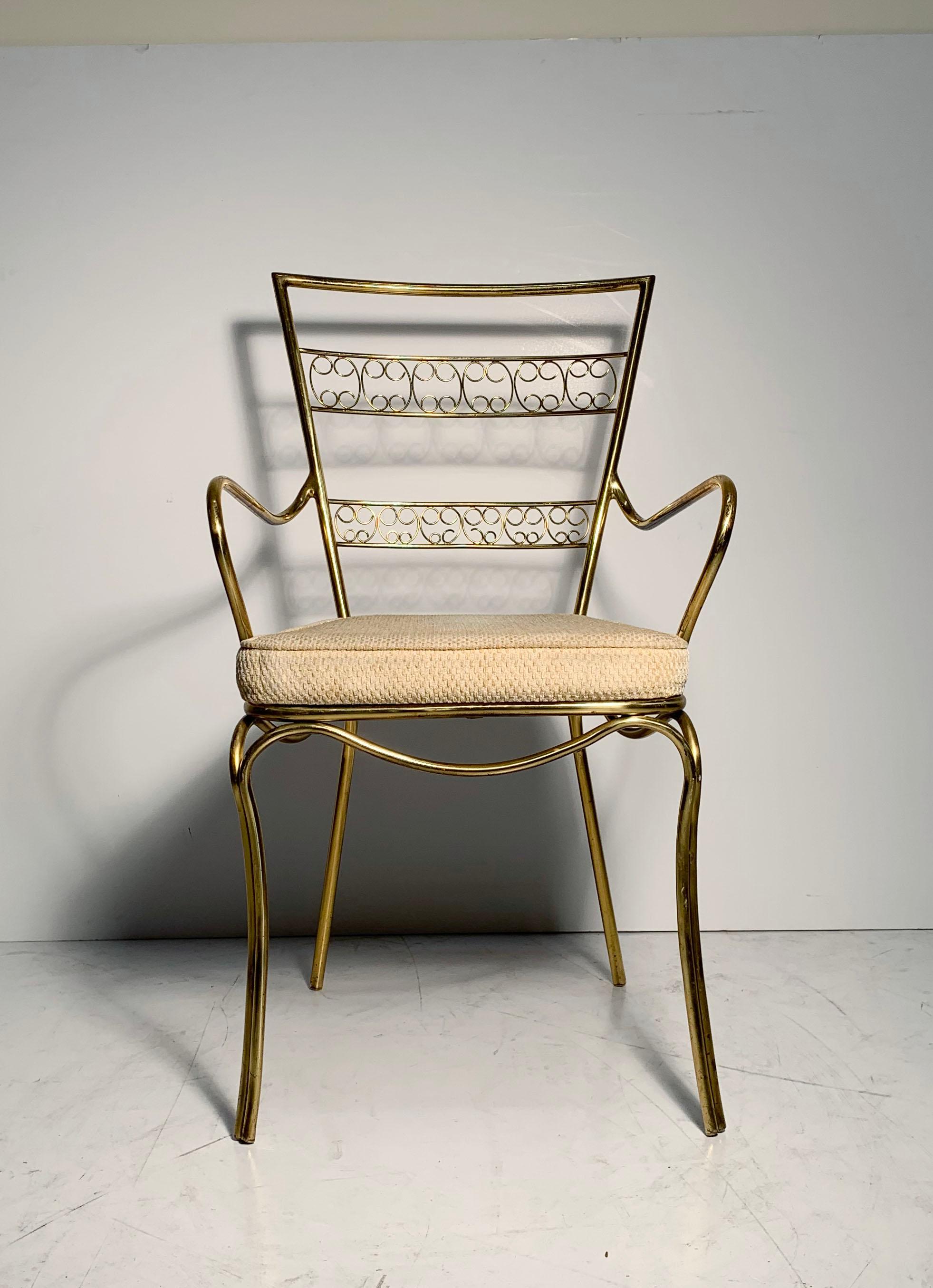 Vintage Pair of Graceful Italian Brass Chairs For Sale 6