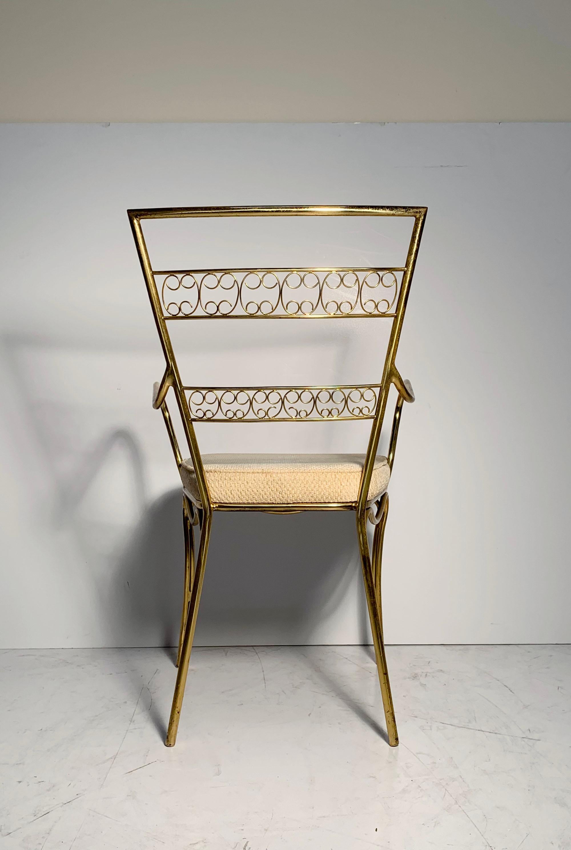 Coppia vintage di graziose sedie italiane in ottone in vendita 1