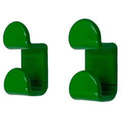 Vintage Pair of Green Coat Hooks by Ambrogio Rossari for Gedy, New Old Stock