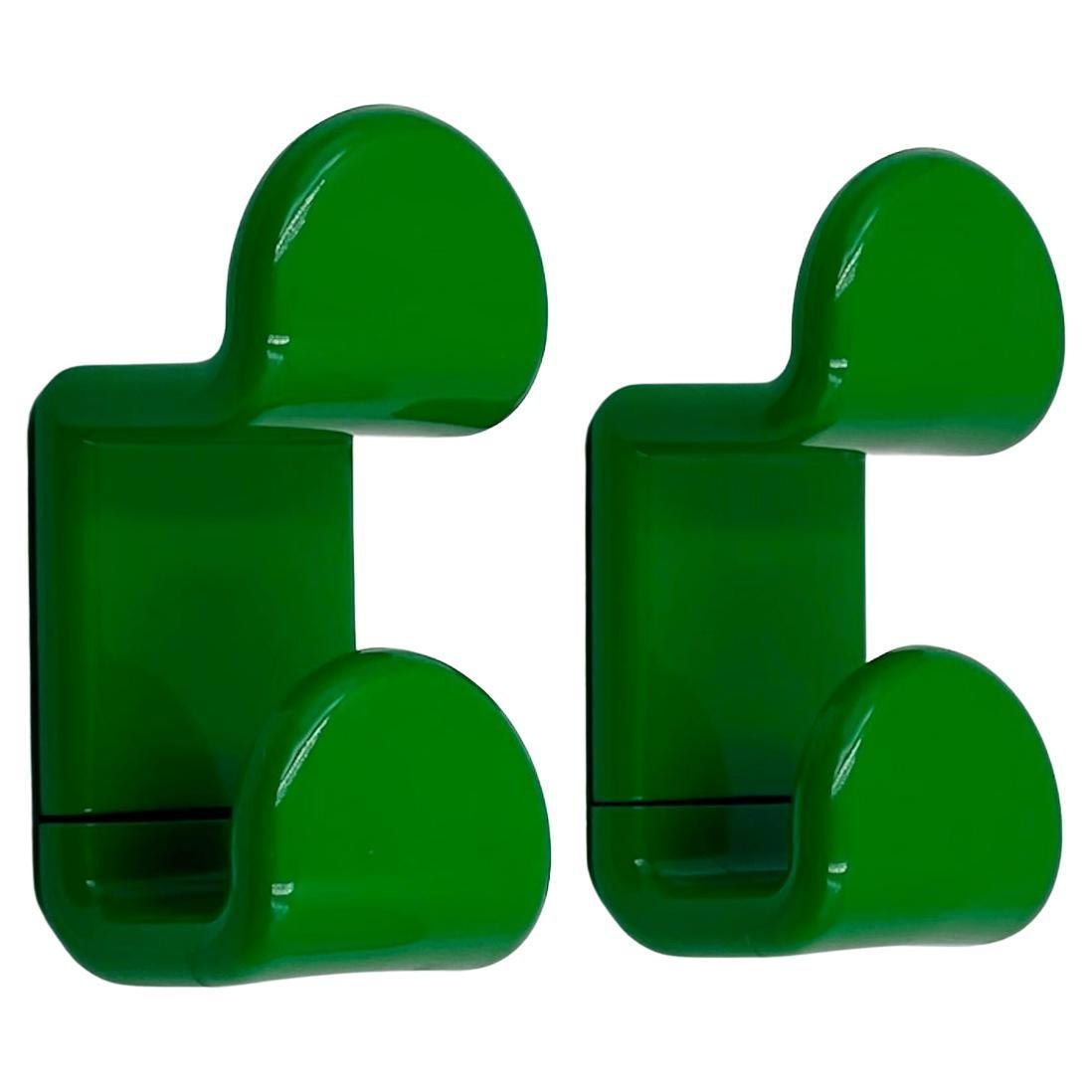 Paar grüne Garderobenhaken im Vintage-Stil von Ambrogio Rossari für Gedy, neu, auf Lager