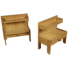 Vintage Pair of Guillerme et Chambron, Nightstands in Oak, France, 1960s
