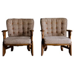 Vintage Pair of Guillerme et Chambron "Repos" Lounge Chairs, France, 1950s