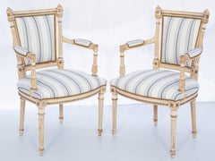 Vintage Pair of Hand-Carved and Painted Italian Armchairs