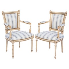 Vintage Pair of Hand-Carved and Painted Italian Armchairs