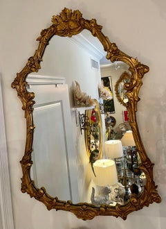 Vintage Pair of Hand Carved & Gilded French Rococo Mirrors