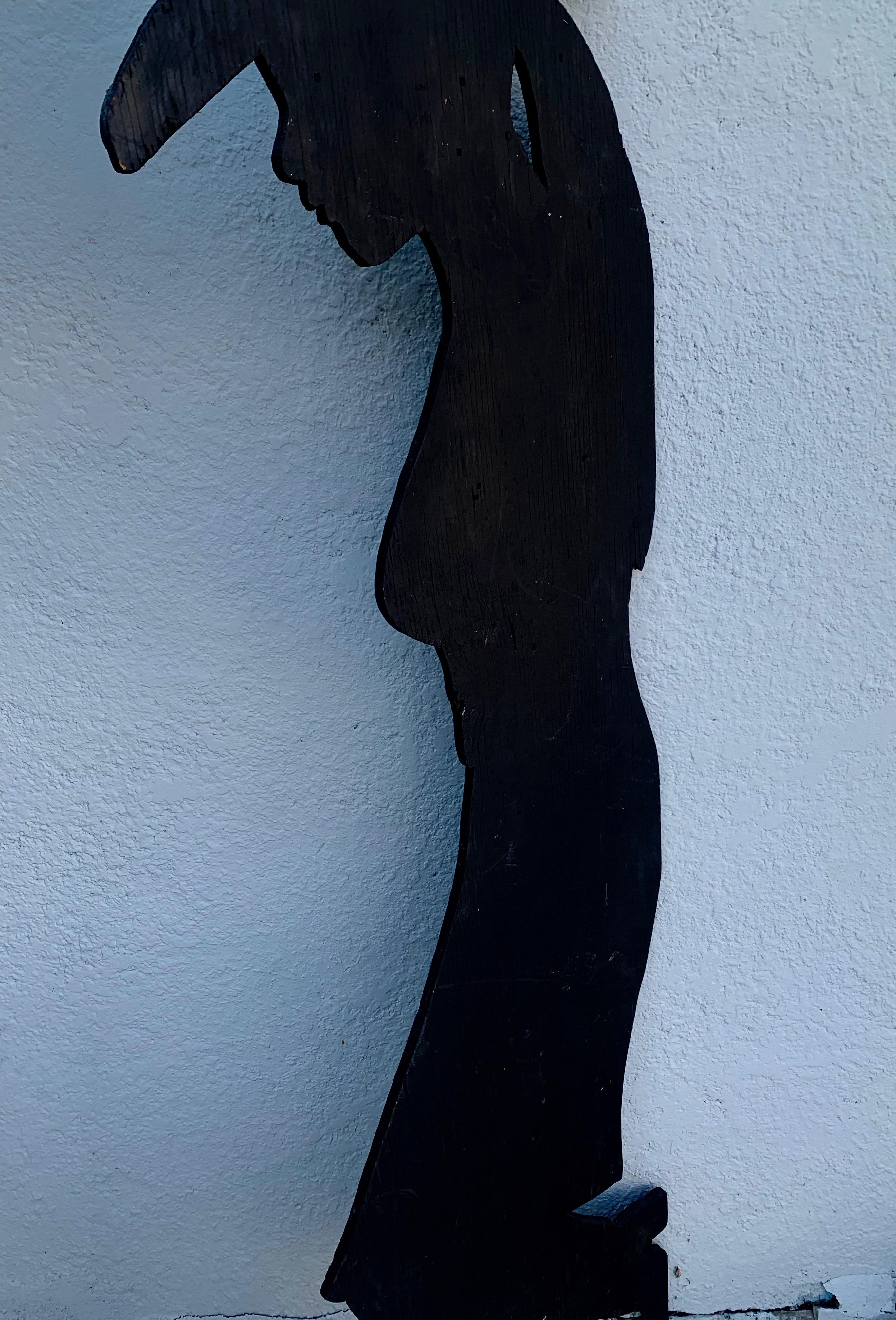 Paar handgeschnitzte Vintage-Holzsilhouettenfiguren im Zustand „Gut“ im Angebot in Los Angeles, CA