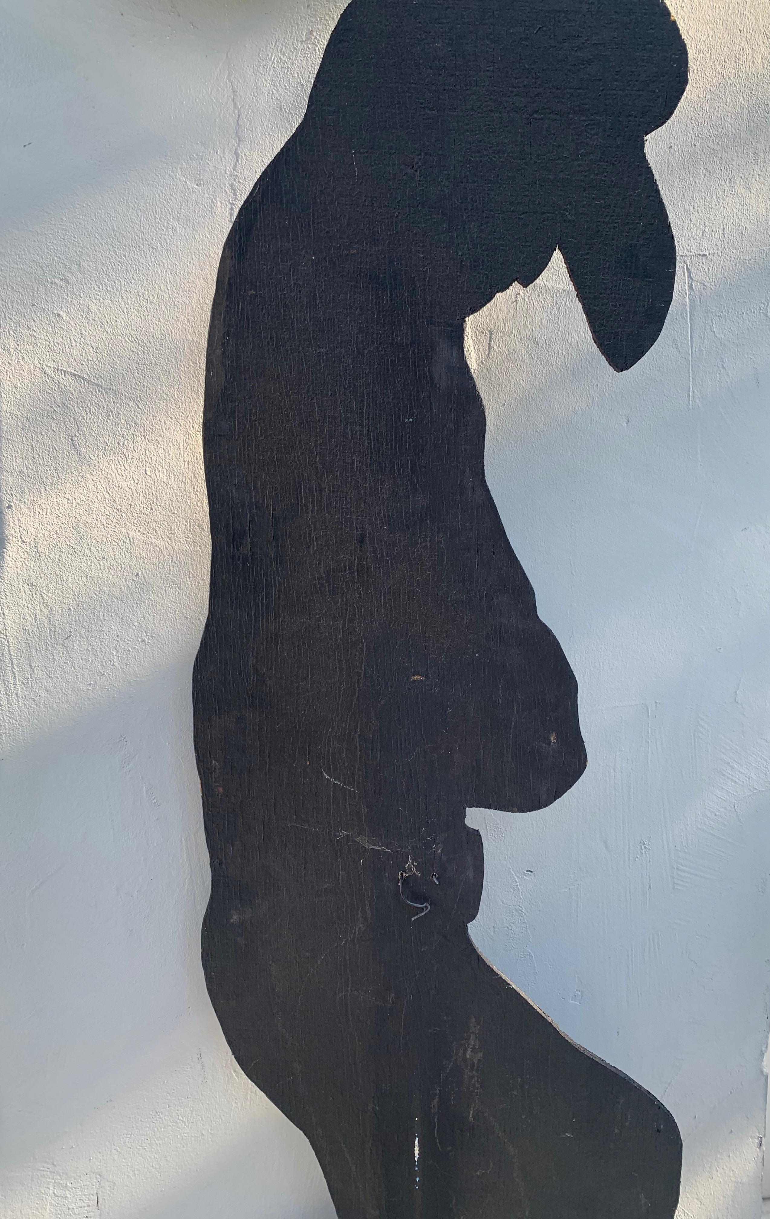 Vintage Pair of Hand Carved Wood Silhouette Figures In Good Condition For Sale In Los Angeles, CA
