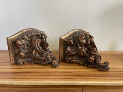 Vintage Pair of Hand Carved Wooden Wall Self or Corbel