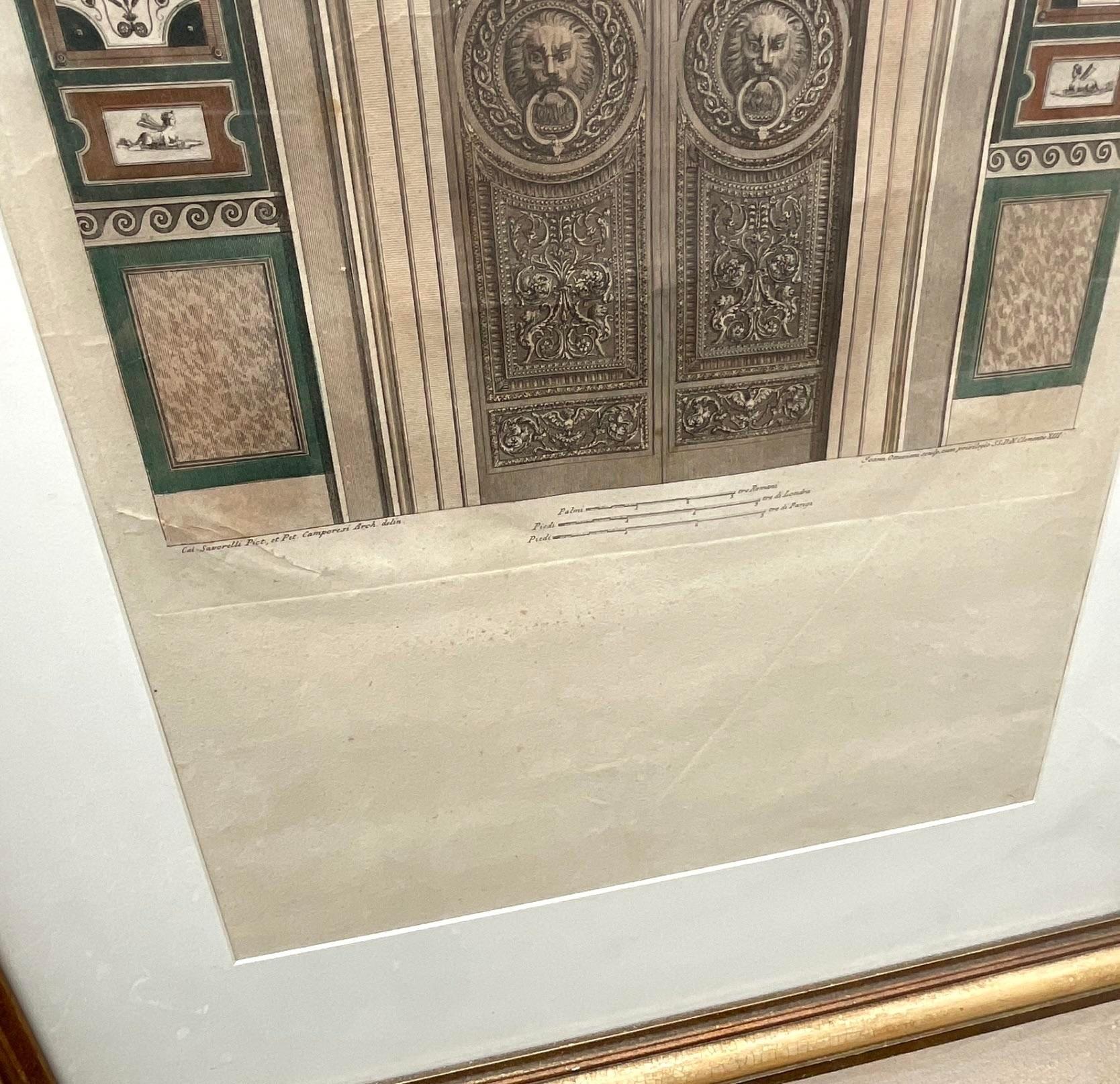 Renaissance Revival Vintage Pair of Hand Colored Engravings After Raphael “Le Loggie De Raffaello”  For Sale