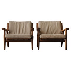 Vintage Pair Of Hans Wegner Lounge Chairs, Model GE 530, Denmark, Circa 1960