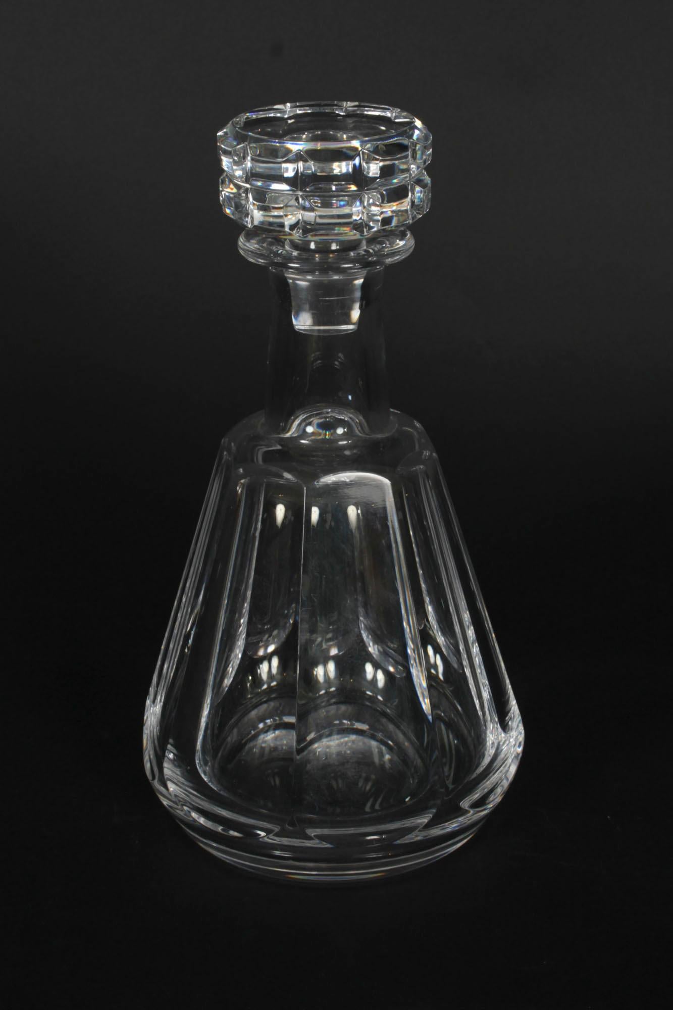 French Vintage Pair of Harcourt Talleyrand Crystal Decanters by Baccarat Mid 20th C For Sale