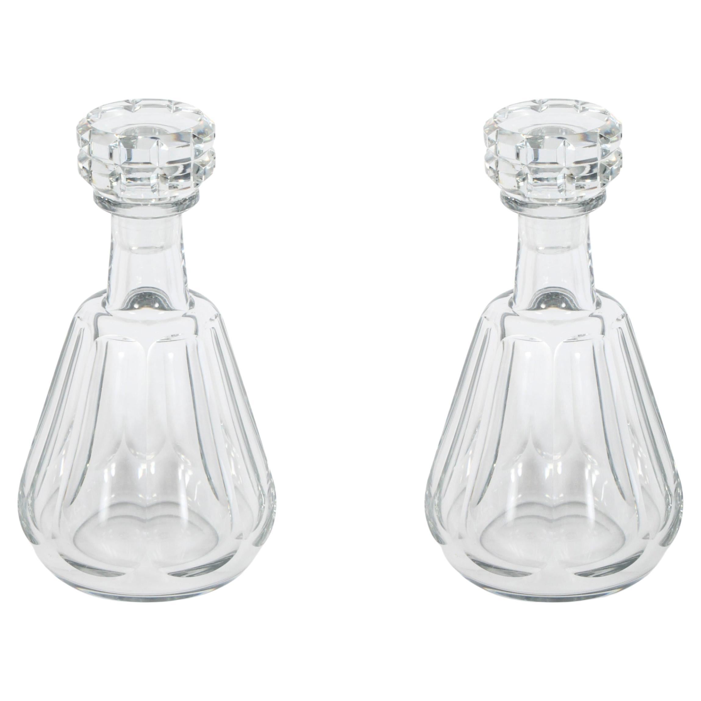 Paire de carafes vintage en cristal Harcourt Talleyrand de Baccarat du milieu du 20e siècle